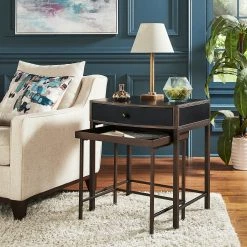 Hot Sale 🛒 Adoette 26.4" Metal Nesting Side Table With Drawer By INSPIRE Q Classic ⭐