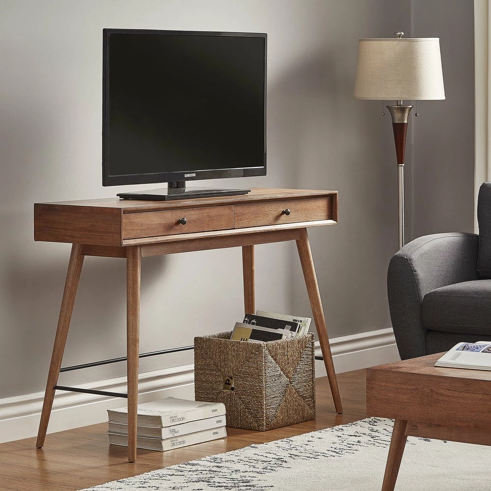 Promo ⌛ Aksel Wood 2-Drawer Sofa Table TV Stand By INSPIRE Q Modern Dark Walnut 🌟 1 Promo ⌛ Aksel Wood 2-Drawer Sofa Table TV Stand By INSPIRE Q Modern Dark Walnut 🌟