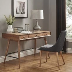 Hot Sale 🔔 Aksel Wood 3-drawer Writing Desk By INSPIRE Q Modern Dark Walnut 🤩