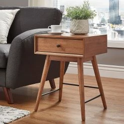 Coupon 🧨 Aksel Wood 1-drawer End Table By INSPIRE Q Modern Brown ✔️