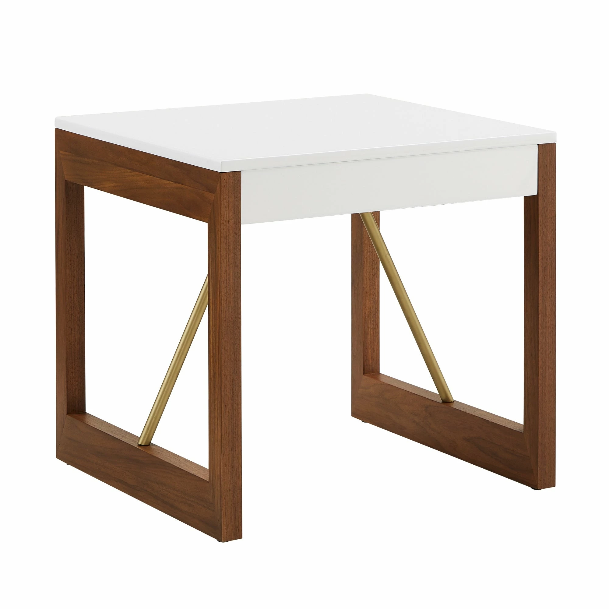 Deals 🎁 Archer Two-Tone High Gloss White And Walnut End Table By INSPIRE Q Modern 🤩 2 Deals 🎁 Archer Two-Tone High Gloss White And Walnut End Table By INSPIRE Q Modern 🤩 - Image 2