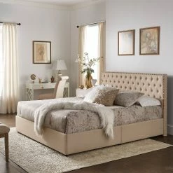 Brand new 😀 Arlert Nailhead Linen Headboard Storage Platform Bed By INSPIRE Q Classic 👏 18 Brand new 😀 Arlert Nailhead Linen Headboard Storage Platform Bed By INSPIRE Q Classic 👏 -iNSPIRE Q shop Arlert Nailhead Linen Headboard Storage Platform Bed by iNSPIRE Q Classic 3
