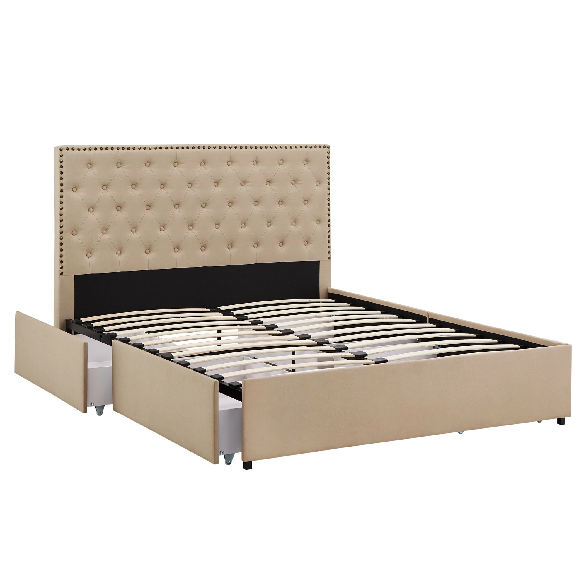 Brand new 😀 Arlert Nailhead Linen Headboard Storage Platform Bed By INSPIRE Q Classic 👏 5 Brand new 😀 Arlert Nailhead Linen Headboard Storage Platform Bed By INSPIRE Q Classic 👏 - Image 5