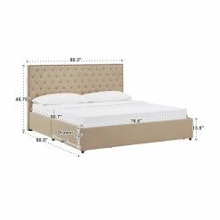 Brand new 😀 Arlert Nailhead Linen Headboard Storage Platform Bed By INSPIRE Q Classic 👏 23 Brand new 😀 Arlert Nailhead Linen Headboard Storage Platform Bed By INSPIRE Q Classic 👏 -iNSPIRE Q shop Arlert Nailhead Linen Headboard Storage Platform Bed by iNSPIRE Q Classic 8