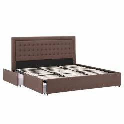 Best Sale 💯 Arlert Tufted Linen Headboard Storage Platform Bed By INSPIRE Q Classic 🎉 -iNSPIRE Q shop Arlert Tufted Linen Headboard Storage Platform Bed by iNSPIRE Q Classic 13