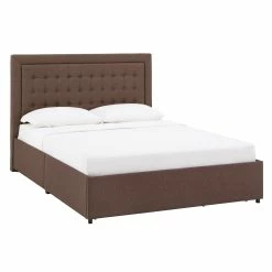 Best Sale 💯 Arlert Tufted Linen Headboard Storage Platform Bed By INSPIRE Q Classic 🎉 -iNSPIRE Q shop Arlert Tufted Linen Headboard Storage Platform Bed by iNSPIRE Q Classic 2