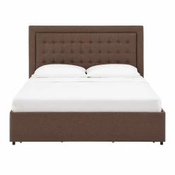 Best Sale 💯 Arlert Tufted Linen Headboard Storage Platform Bed By INSPIRE Q Classic 🎉 -iNSPIRE Q shop Arlert Tufted Linen Headboard Storage Platform Bed by iNSPIRE Q Classic 3