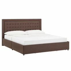Best Sale 💯 Arlert Tufted Linen Headboard Storage Platform Bed By INSPIRE Q Classic 🎉 -iNSPIRE Q shop Arlert Tufted Linen Headboard Storage Platform Bed by iNSPIRE Q Classic 9