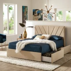 Cheap 🛒 Arlert V-Channel Headboard Storage Platform Bed By INSPIRE Q Modern 🌟
