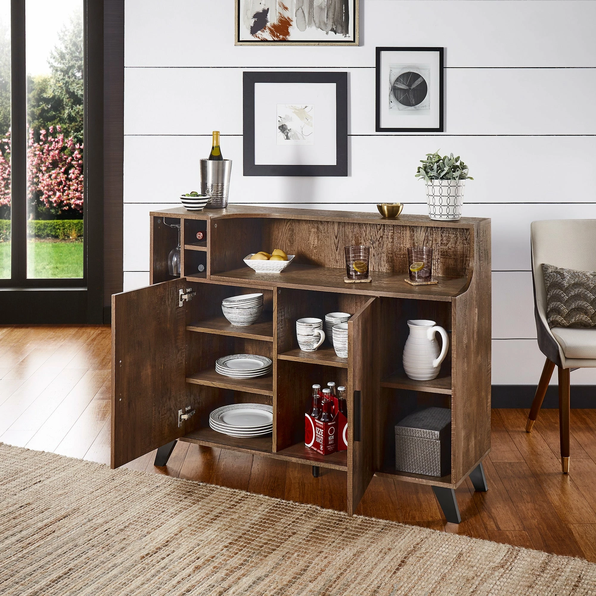 New 🤩 Audrey Oak Finish Black Leg Server By INSPIRE Q Modern 👍 - Image 2