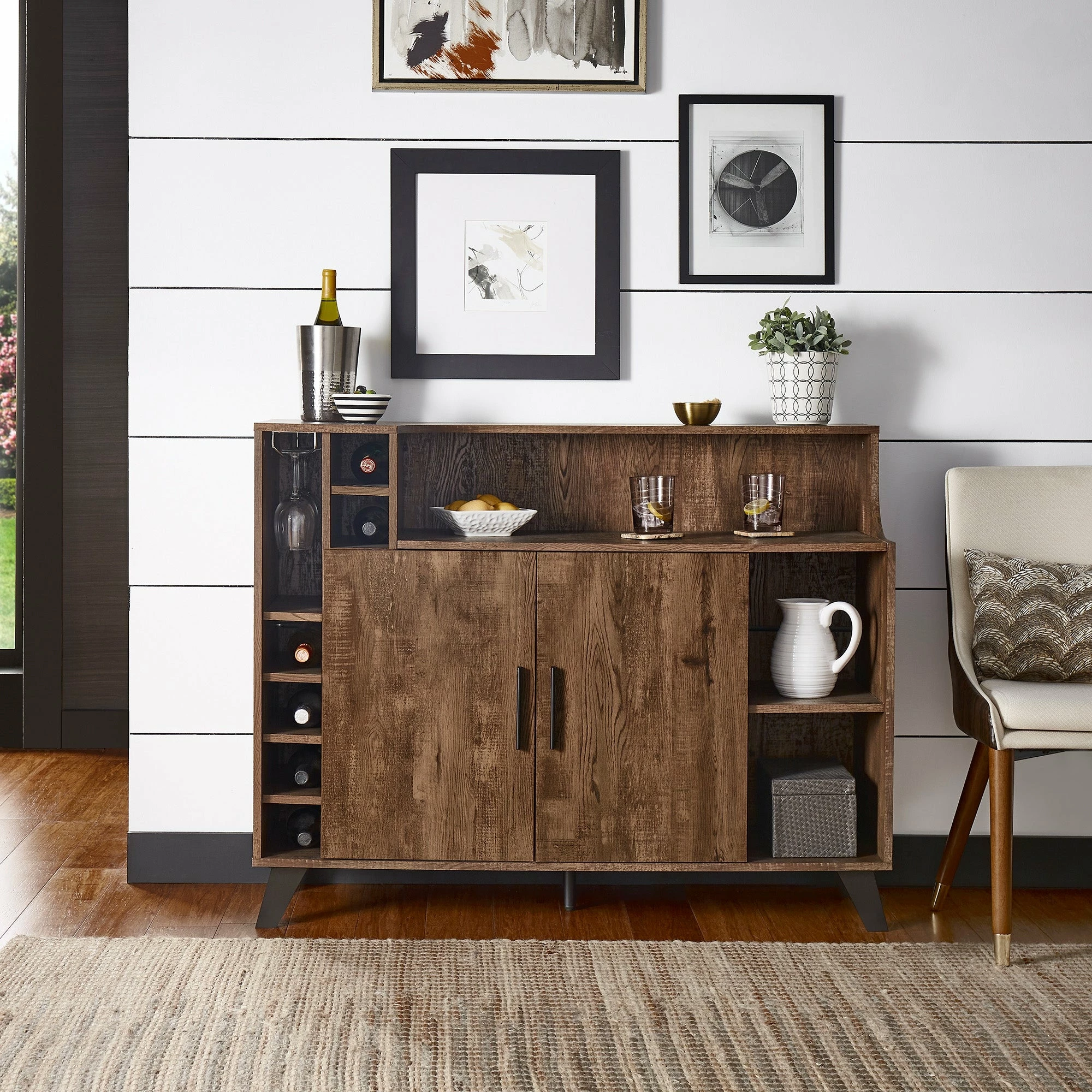 New 🤩 Audrey Oak Finish Black Leg Server By INSPIRE Q Modern 👍 - Image 3