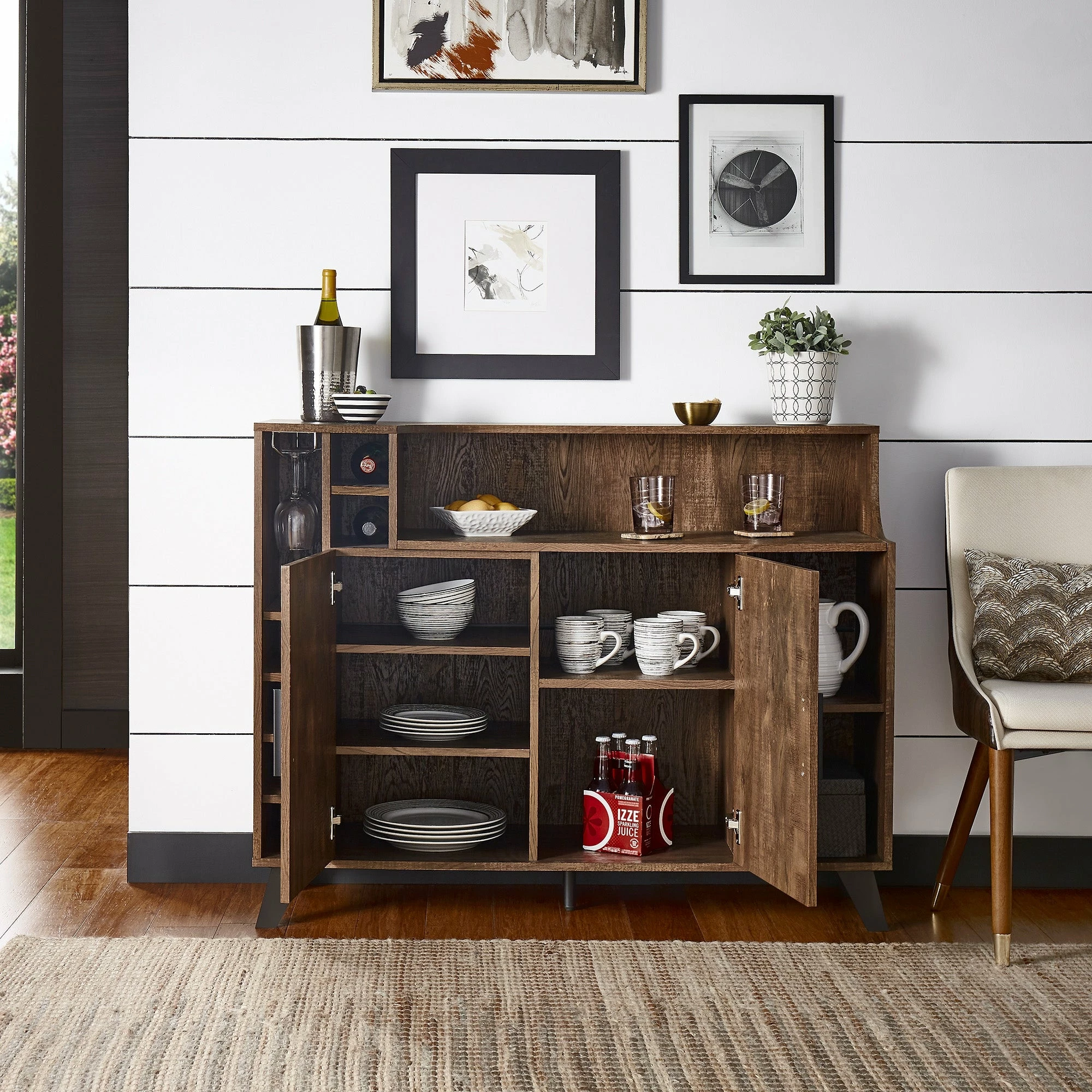 New 🤩 Audrey Oak Finish Black Leg Server By INSPIRE Q Modern 👍 - Image 4