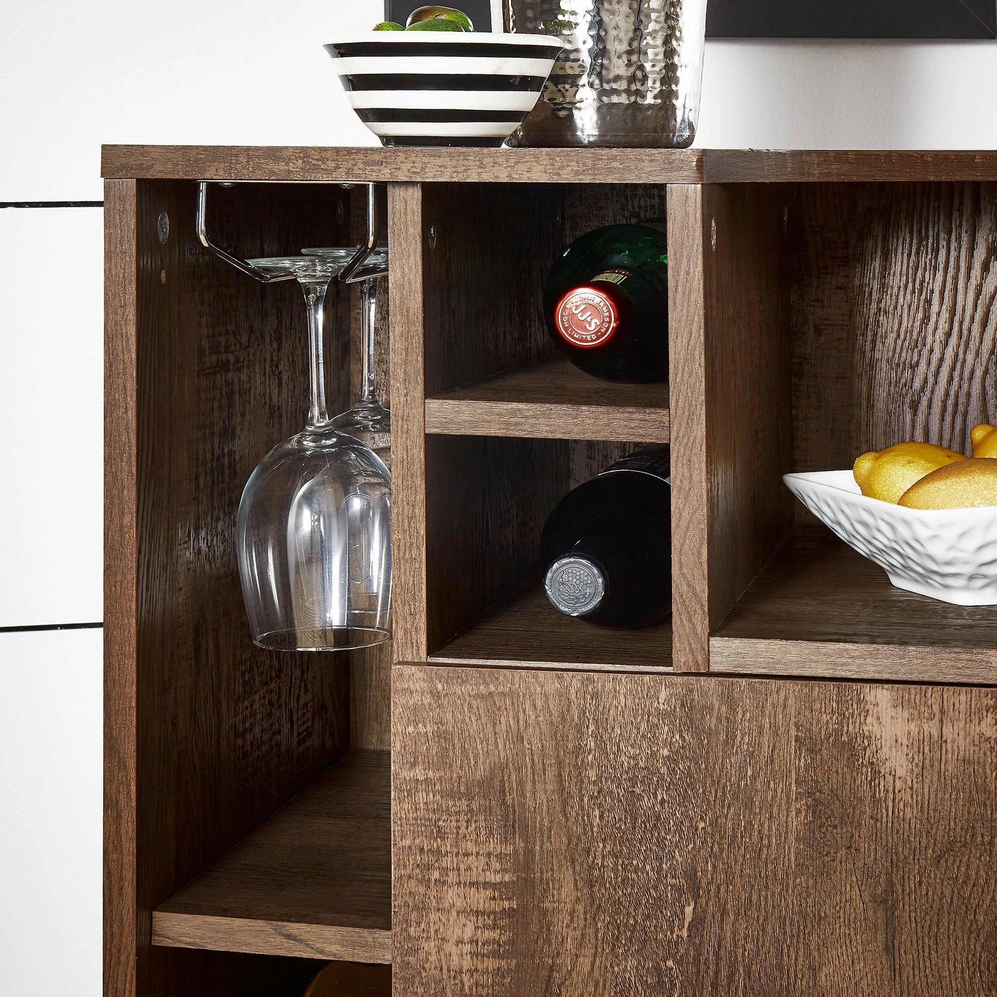 New 🤩 Audrey Oak Finish Black Leg Server By INSPIRE Q Modern 👍 - Image 6