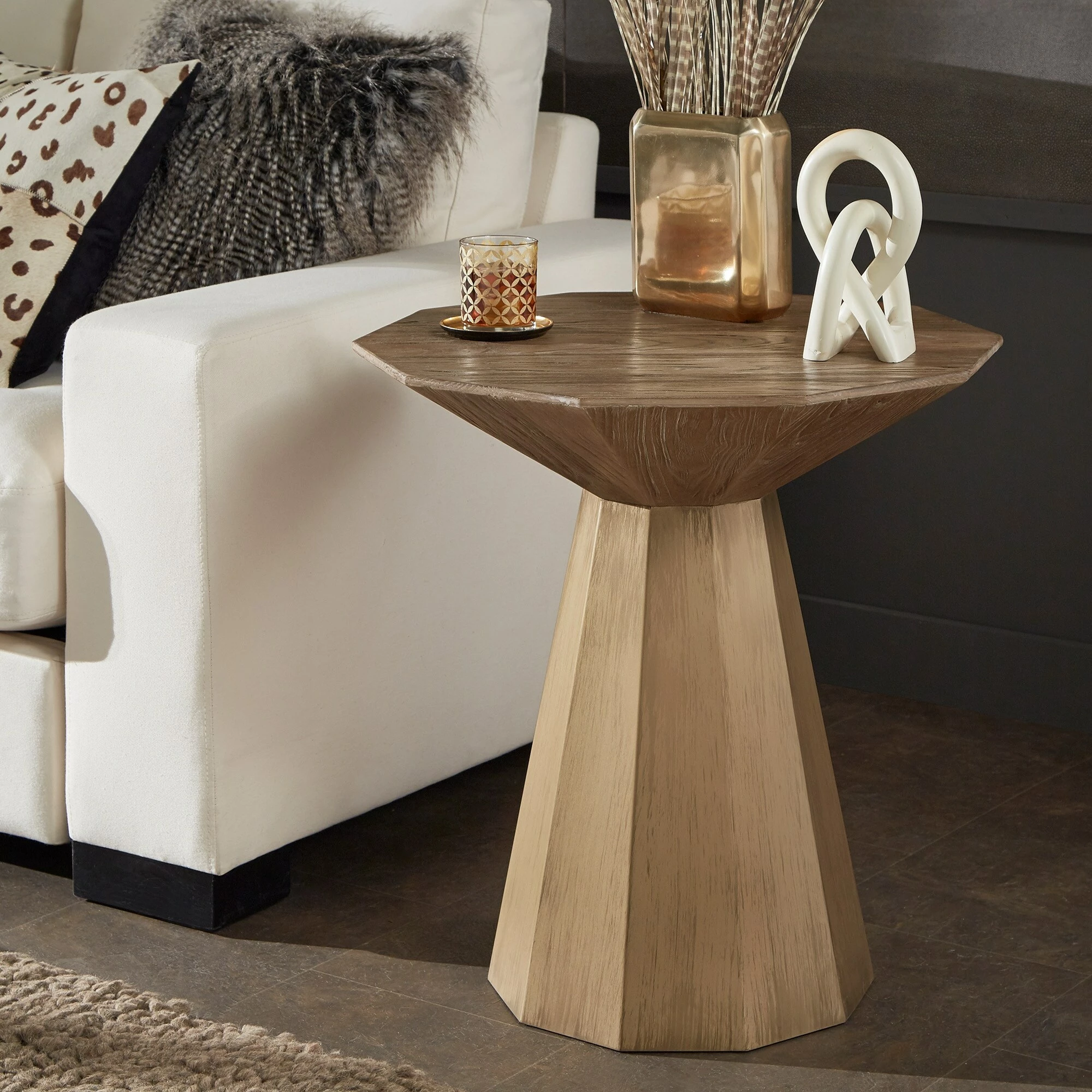 Outlet ❤️ Bach Antique Gold Reclaimed Style Decagon End Table By INSPIRE Q Bold ❤️ 1 Outlet ❤️ Bach Antique Gold Reclaimed Style Decagon End Table By INSPIRE Q Bold ❤️
