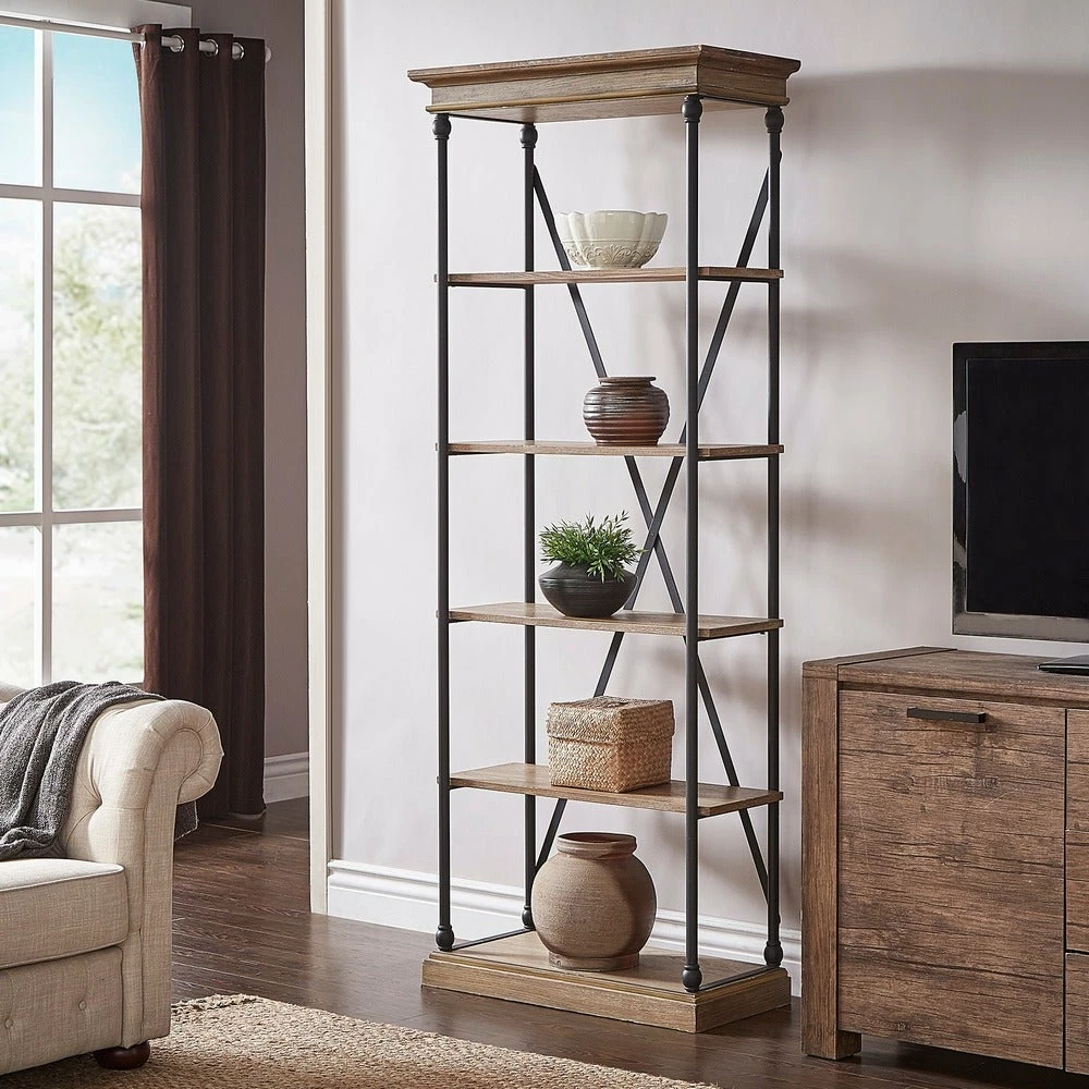 Wholesale ✔️ Barnstone Cornice Etagere Bookcase By INSPIRE Q Artisan Brown 🎉 - Image 5