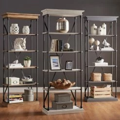 Wholesale ✔️ Barnstone Cornice Etagere Bookcase By INSPIRE Q Artisan Brown 🎉