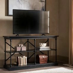 Brand new ⭐ Barnstone Cornice Iron And Wood Entryway Console Table By INSPIRE Q Artisan Brown 😉