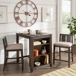 Outlet 👍 Beck Counter Height 3-Piece Dining Set With USB Charging Station By INSPIRE Q Classic White 🥰