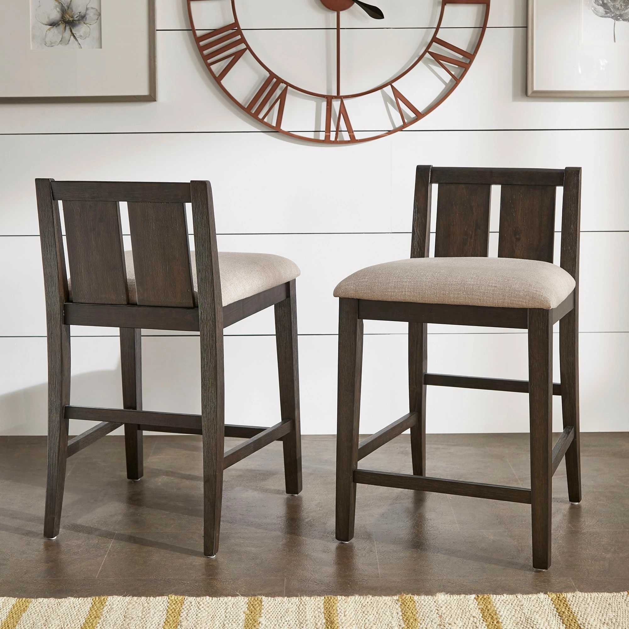 New 🌟 Beck Two-Tone Fabric Counter Height Chair (Set Of 2) By INSPIRE Q Classic Grey & White ⌛ 2 New 🌟 Beck Two-Tone Fabric Counter Height Chair (Set Of 2) By INSPIRE Q Classic Grey & White ⌛ - Image 2
