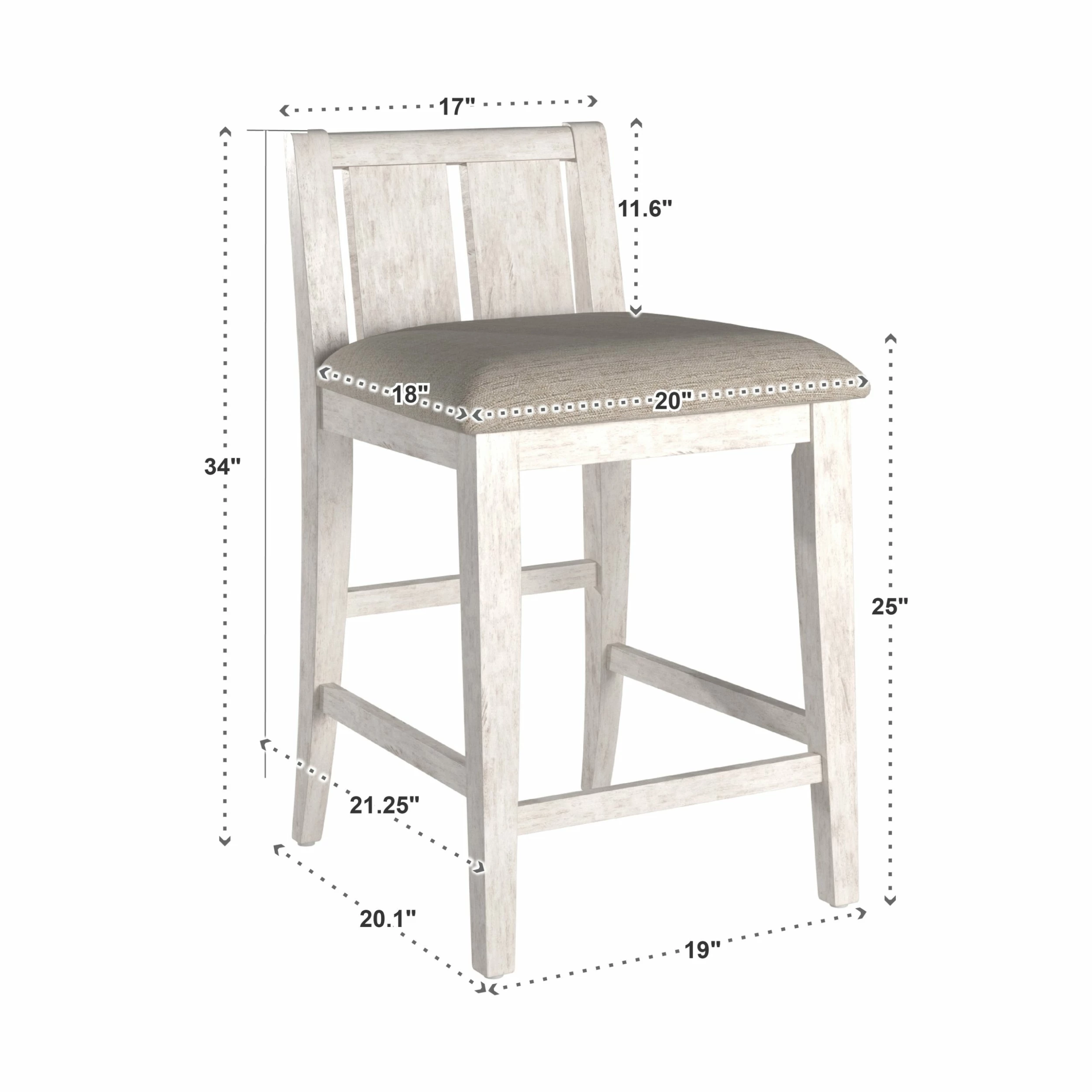 New 🌟 Beck Two-Tone Fabric Counter Height Chair (Set Of 2) By INSPIRE Q Classic Grey & White ⌛ 15 New 🌟 Beck Two-Tone Fabric Counter Height Chair (Set Of 2) By INSPIRE Q Classic Grey & White ⌛ - Image 15