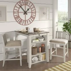 New 🌟 Beck Two-Tone Fabric Counter Height Chair (Set Of 2) By INSPIRE Q Classic Grey & White ⌛