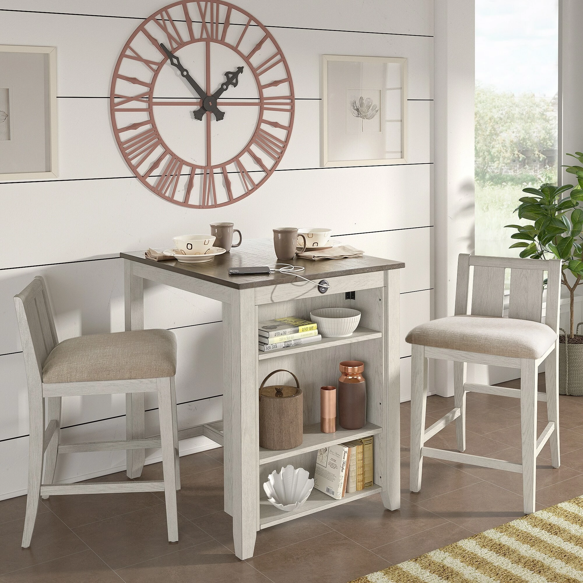 New 🌟 Beck Two-Tone Fabric Counter Height Chair (Set Of 2) By INSPIRE Q Classic Grey & White ⌛ 1 New 🌟 Beck Two-Tone Fabric Counter Height Chair (Set Of 2) By INSPIRE Q Classic Grey & White ⌛