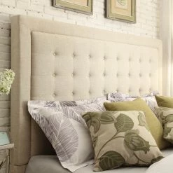 Best Sale ⌛ Bellevista Button-tufted Square Upholstered Headboard By INSPIRE Q Bold Beige ❤️