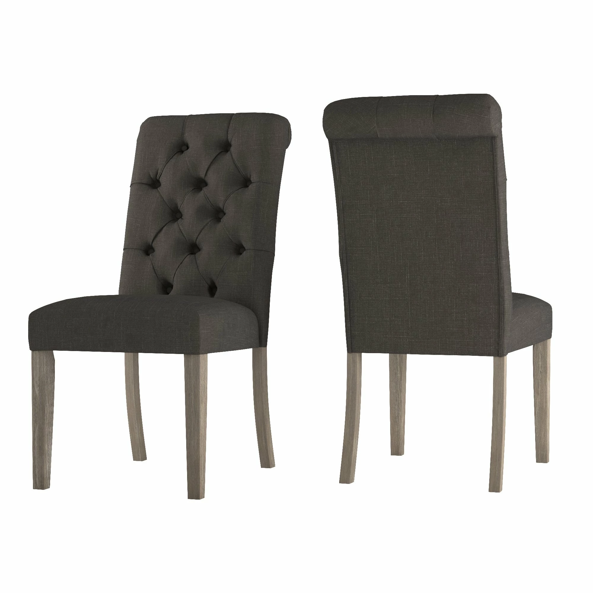 New 🥰 Benchwright Linen Tufted Dining Chair With Grey Finish Legs (Set Of 2) By INSPIRE Q Artisan Beige Linen ⭐ - Image 13