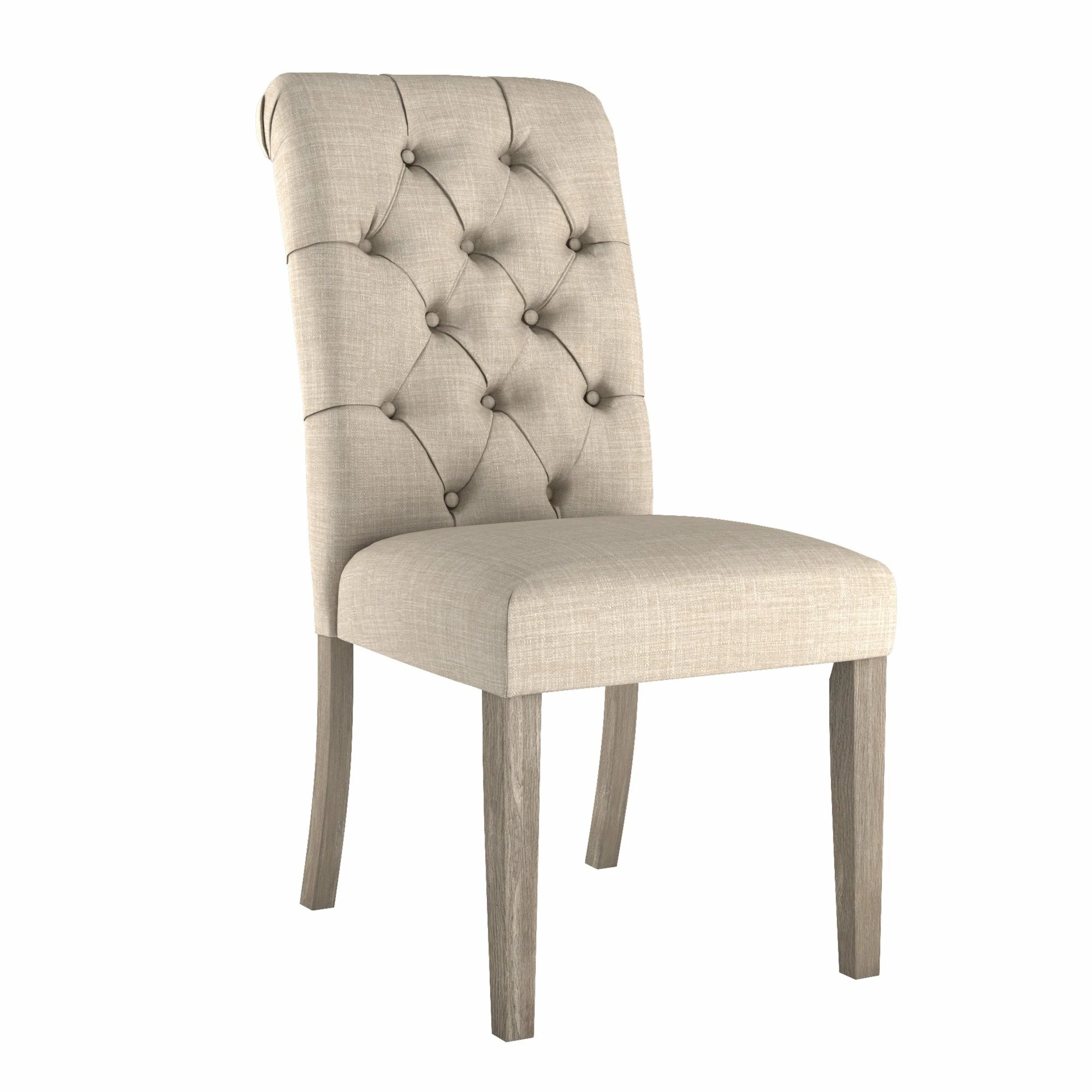 New 🥰 Benchwright Linen Tufted Dining Chair With Grey Finish Legs (Set Of 2) By INSPIRE Q Artisan Beige Linen ⭐ - Image 5