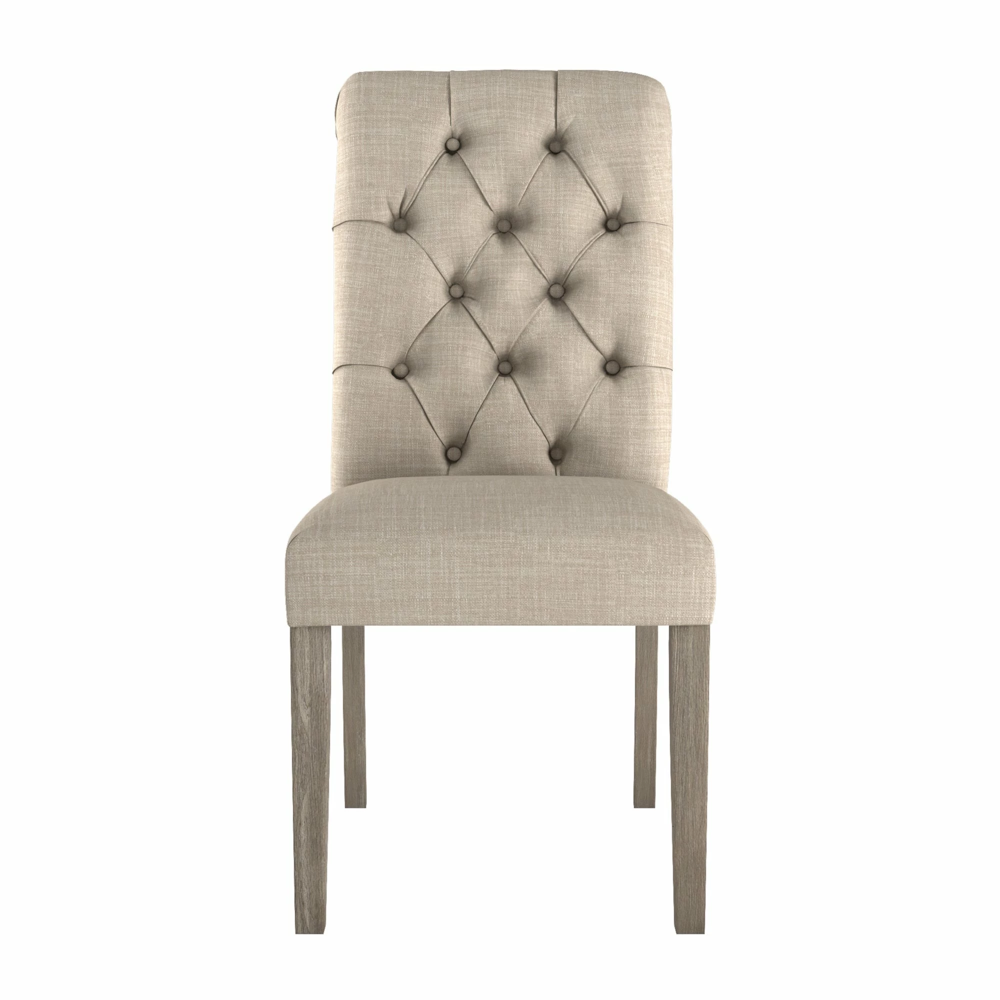 New 🥰 Benchwright Linen Tufted Dining Chair With Grey Finish Legs (Set Of 2) By INSPIRE Q Artisan Beige Linen ⭐ - Image 6