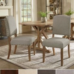 Best deal 🔔 Benchwright Upholstered Dining Chairs (Set Of 2) By INSPIRE Q Artisan Grey Linen 🛒