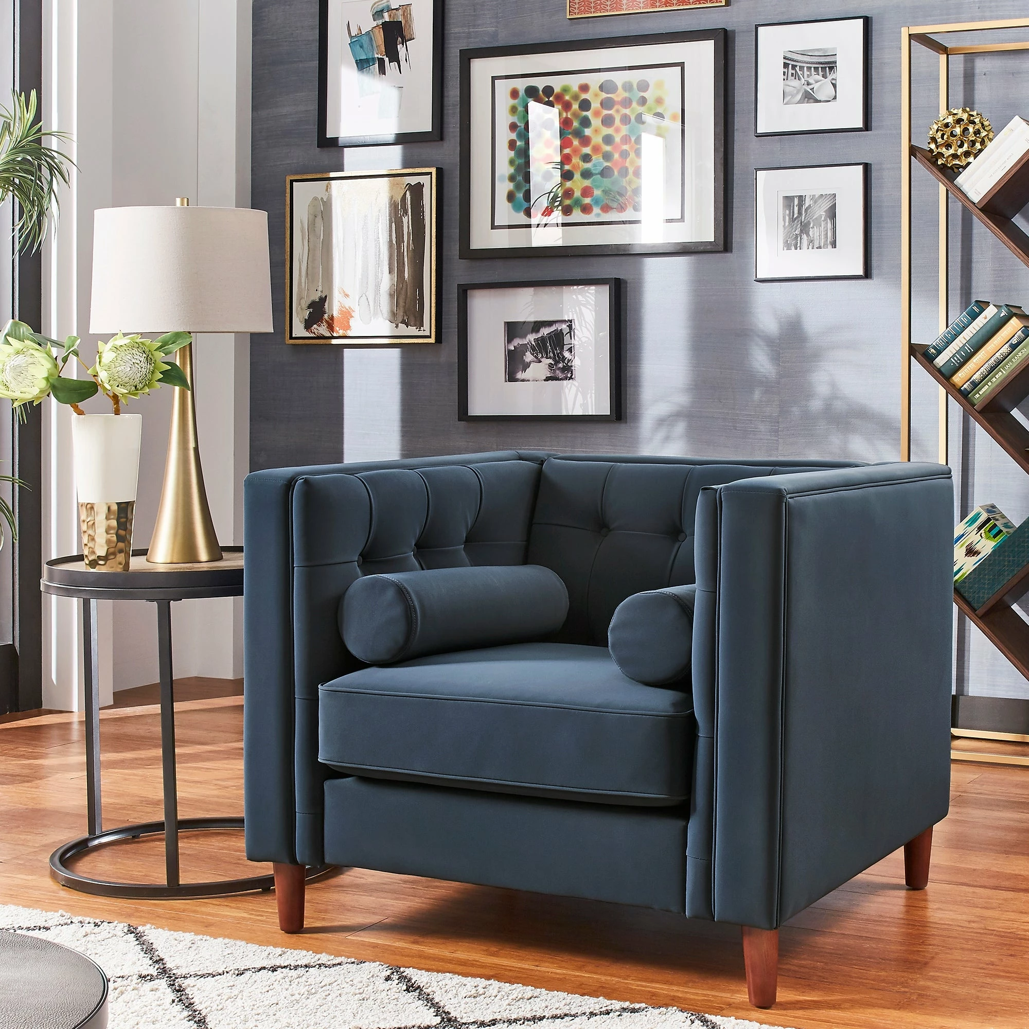 New 🎉 Beverly Tuxedo Faux Leather Arm Chair By INSPIRE Q Bold Beige ❤️ 2 New 🎉 Beverly Tuxedo Faux Leather Arm Chair By INSPIRE Q Bold Beige ❤️ - Image 2