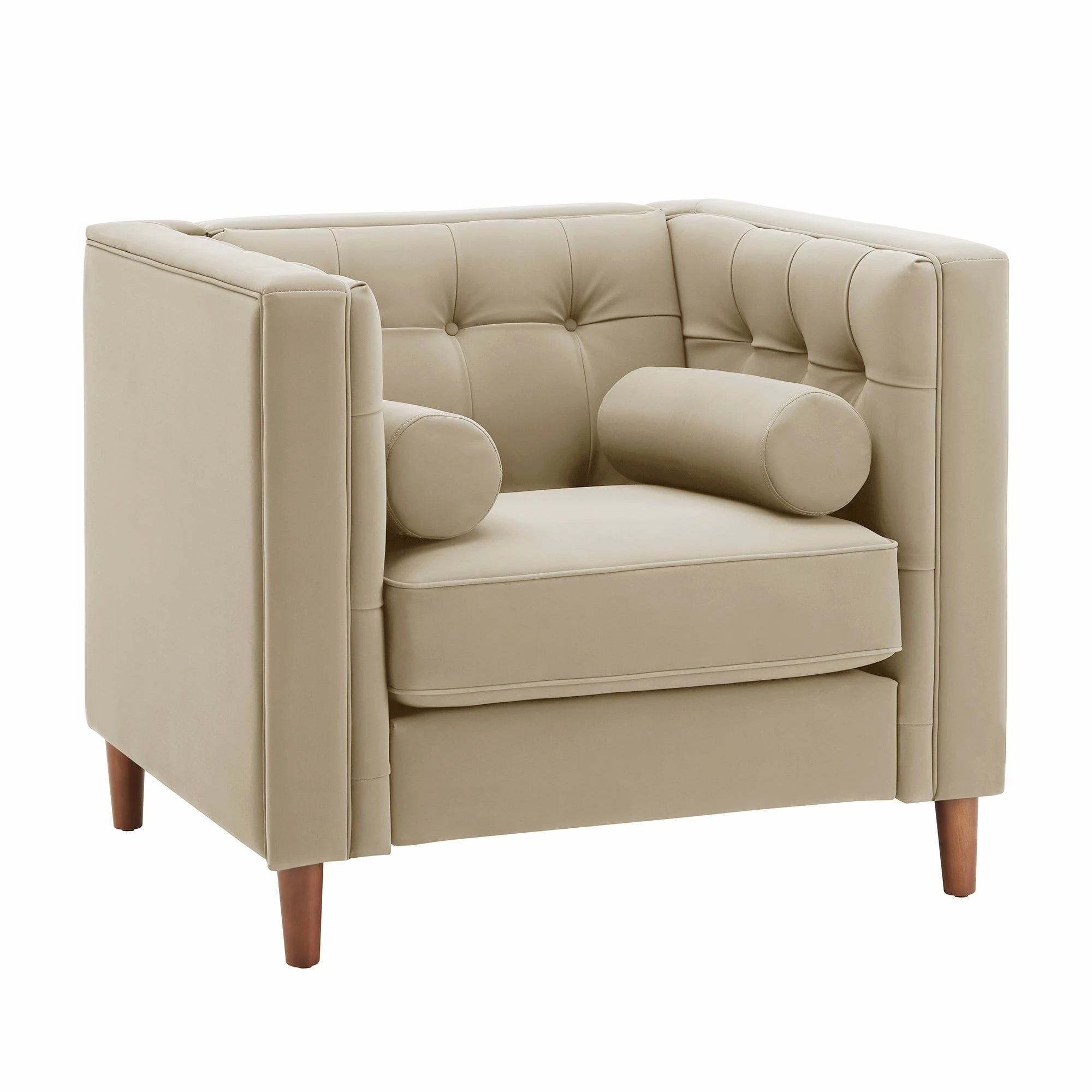 New 🎉 Beverly Tuxedo Faux Leather Arm Chair By INSPIRE Q Bold Beige ❤️ 3 New 🎉 Beverly Tuxedo Faux Leather Arm Chair By INSPIRE Q Bold Beige ❤️ - Image 3