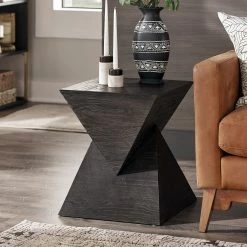 Hot Sale 😉 Brennan Distressed Double Triangular Prism End Table By INSPIRE Q Modern 🌟