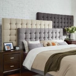 Wholesale 🧨 Briella Button Tufted Linen Upholstered Headboard INSPIRE Q Modern Dark Grey Linen 💯