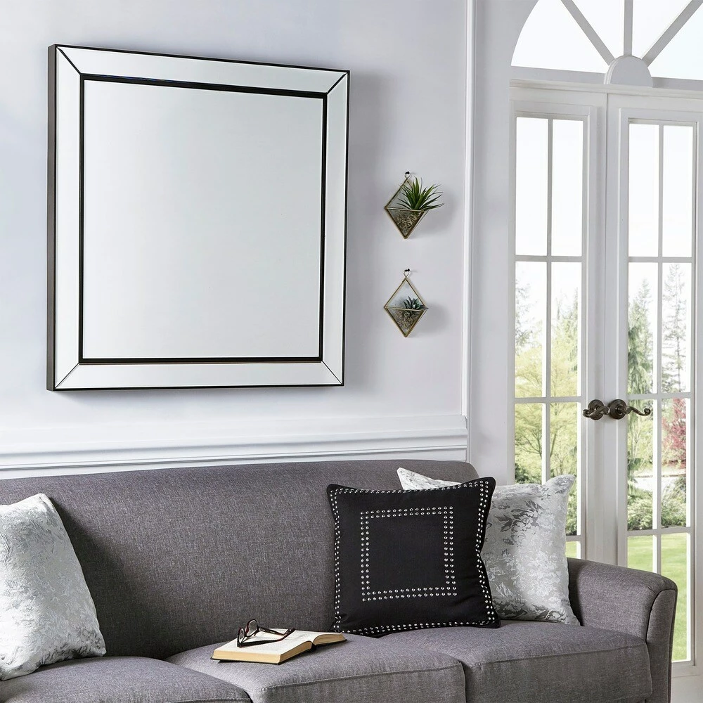 Cheapest 🔔 Brinkley Dark Brown Trim Mirrored Frame Square Accent Wall Mirror By INSPIRE Q Bold 🎉 - Image 2