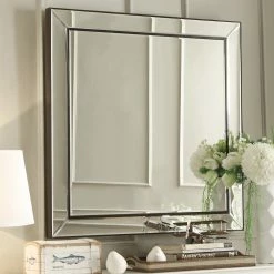 Cheapest 🔔 Brinkley Dark Brown Trim Mirrored Frame Square Accent Wall Mirror By INSPIRE Q Bold 🎉