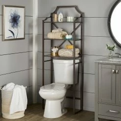 Best deal 🎉 Bryony Glass And Metal Bathroom Shelves By INSPIRE Q Classic Space Saver 🔔