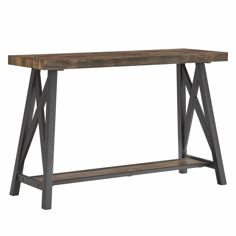 Best Pirce ❤️ Bryson Rustic X-Base Sofa Entryway Table By INSPIRE Q Classic Brown 🔔 - Image 10