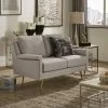 Best deal 🛒 Cade Grey Fabric Loveseat With Gold Metal Legs By INSPIRE Q Modern ⭐