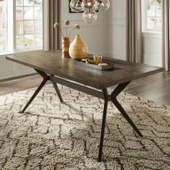 Buy 🧨 Calem Wood Finish And Black Metal Base 4 - Person Dining Table By INSPIRE Q Modern ✨