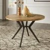Promo 🎉 Calem Wood Finish And Black Metal Base 4 - Person Round Dining Table By INSPIRE Q Modern Driftwood Grey 🥰