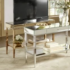 Best deal 🥰 Camille Mirrored TV Stand Console Table With Drawer By INSPIRE Q Bold Chrome 👍