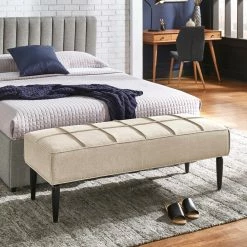 Wholesale 😍 Cassian Black Finish Linen Upholstered Bench By INSPIRE Q Modern Grey 🧨