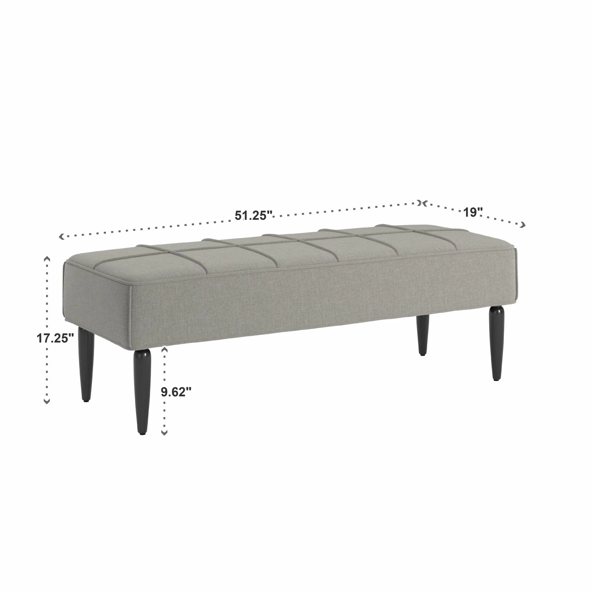 Wholesale ๐ Cassian Black Finish Linen Upholstered Bench By INSPIRE Q Modern Grey ๐งจ - Image 7