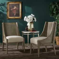 Deals 🔔 Celann Antique Grey Oak Cane Accent Chairs (Set Of 2) By INSPIRE Q Modern - Chair 🧨