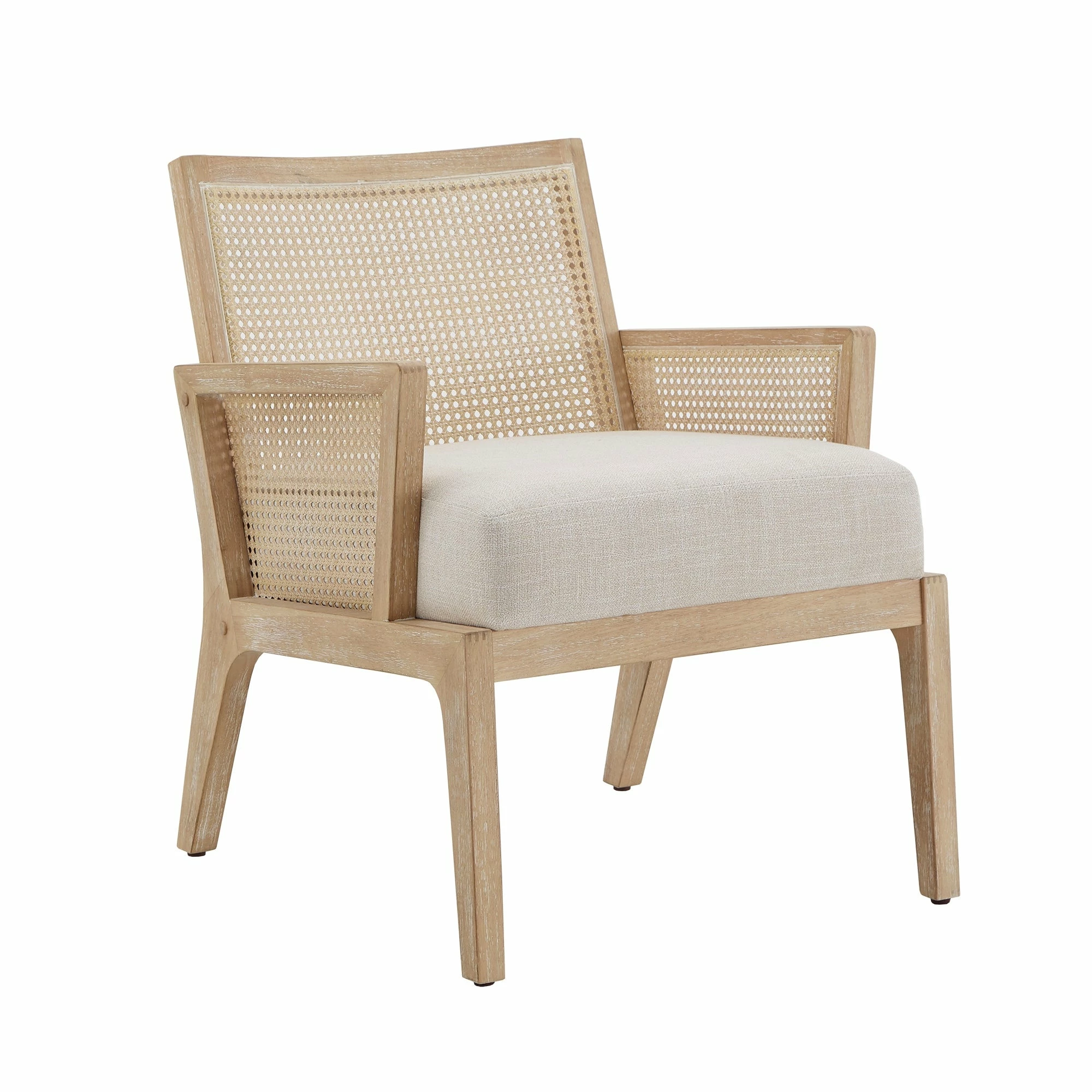 Outlet 😀 Celann Natural Finish Fabric Cane Accent Chair By INSPIRE Q Modern ✨ - Image 2