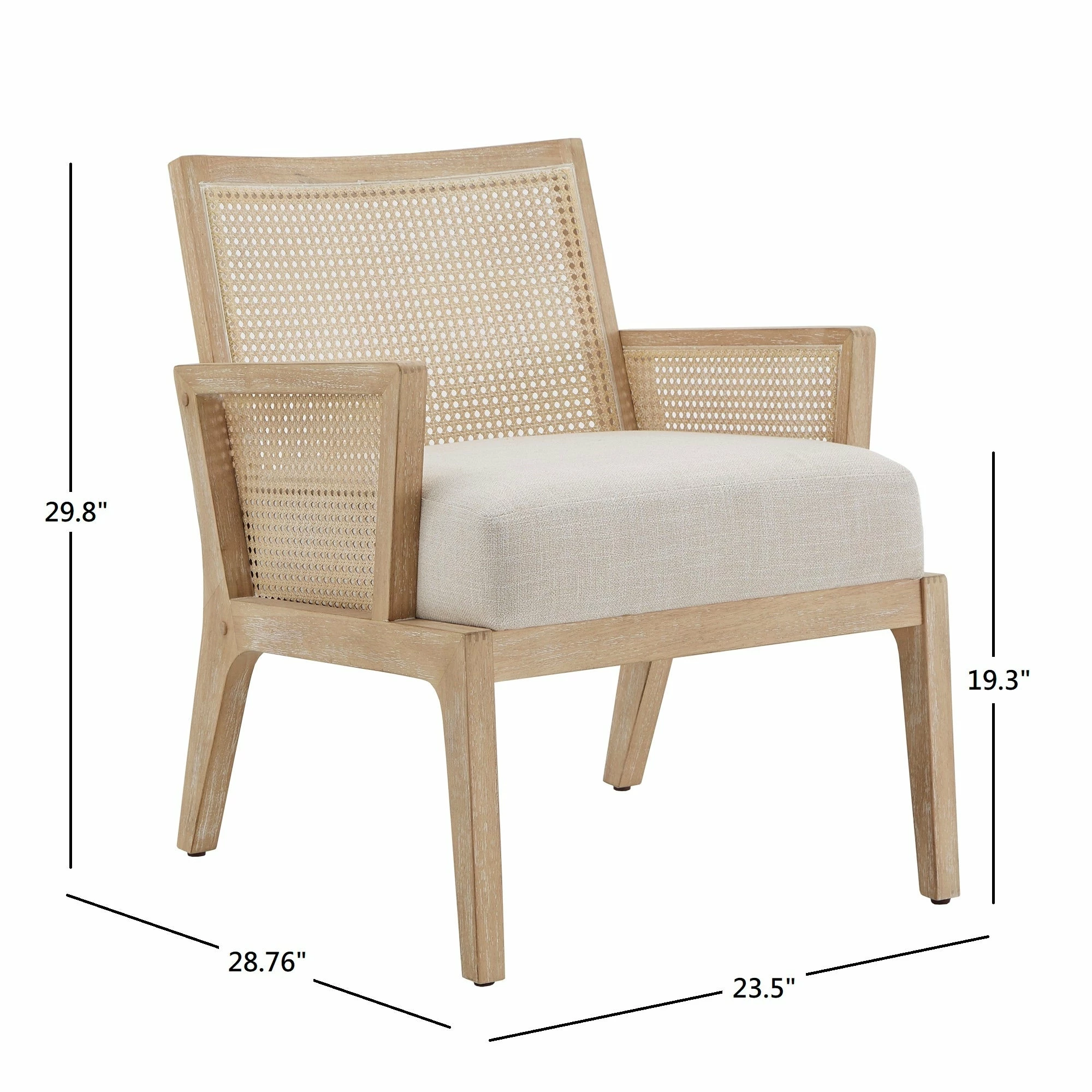 Outlet 😀 Celann Natural Finish Fabric Cane Accent Chair By INSPIRE Q Modern ✨ - Image 8