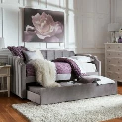 Top 10 😀 Chareau Glam Grey Velvet Daybed By INSPIRE Q Modern 😉