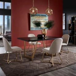 Buy 🥰 Cheyenne Black And Distressed Gold Finish Dining Set By INSPIRE Q Modern 7-piece Set 🎁